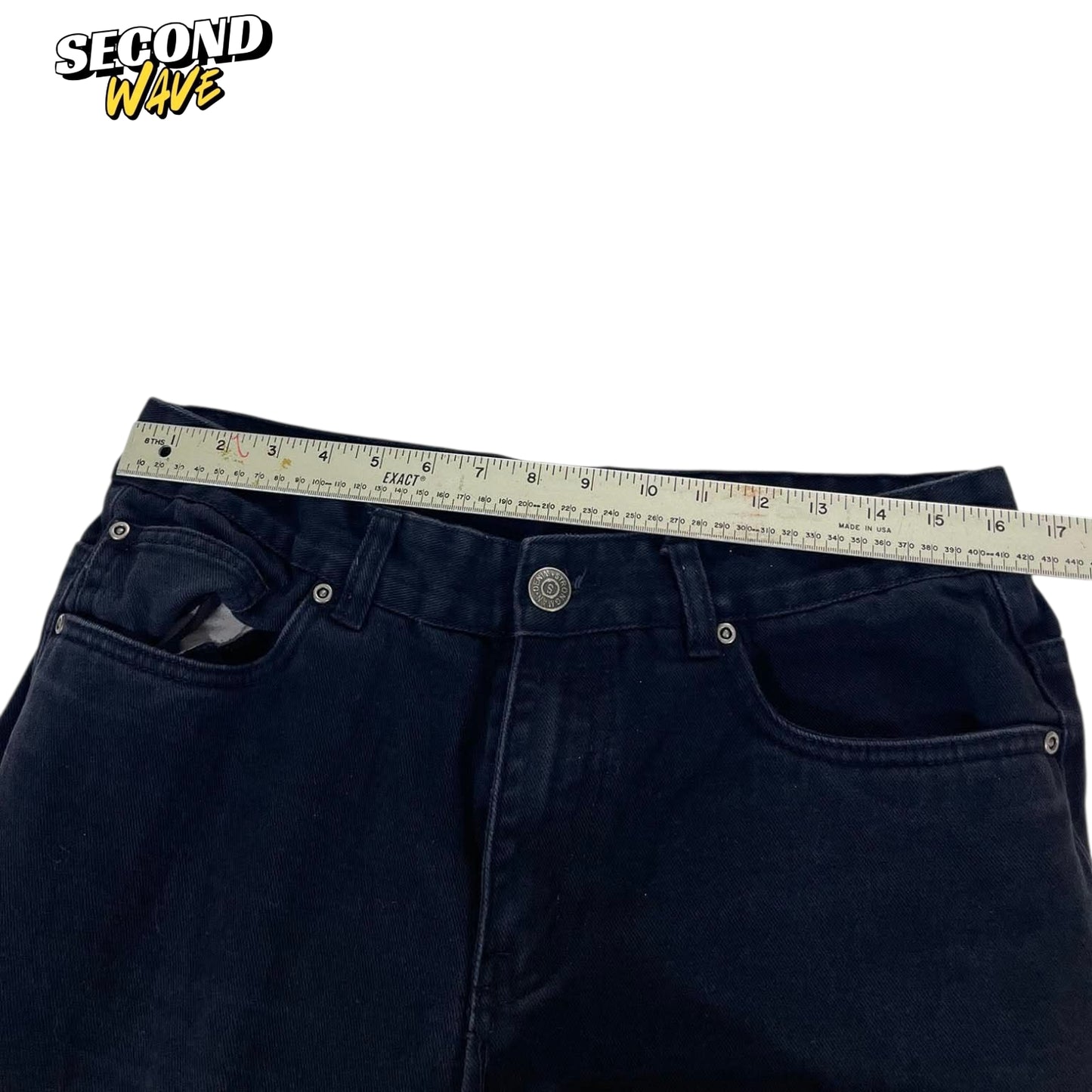 VINTAGE STRONG MAN 100% COTTON ON BLACK BAGGY WIDE LEG (32)