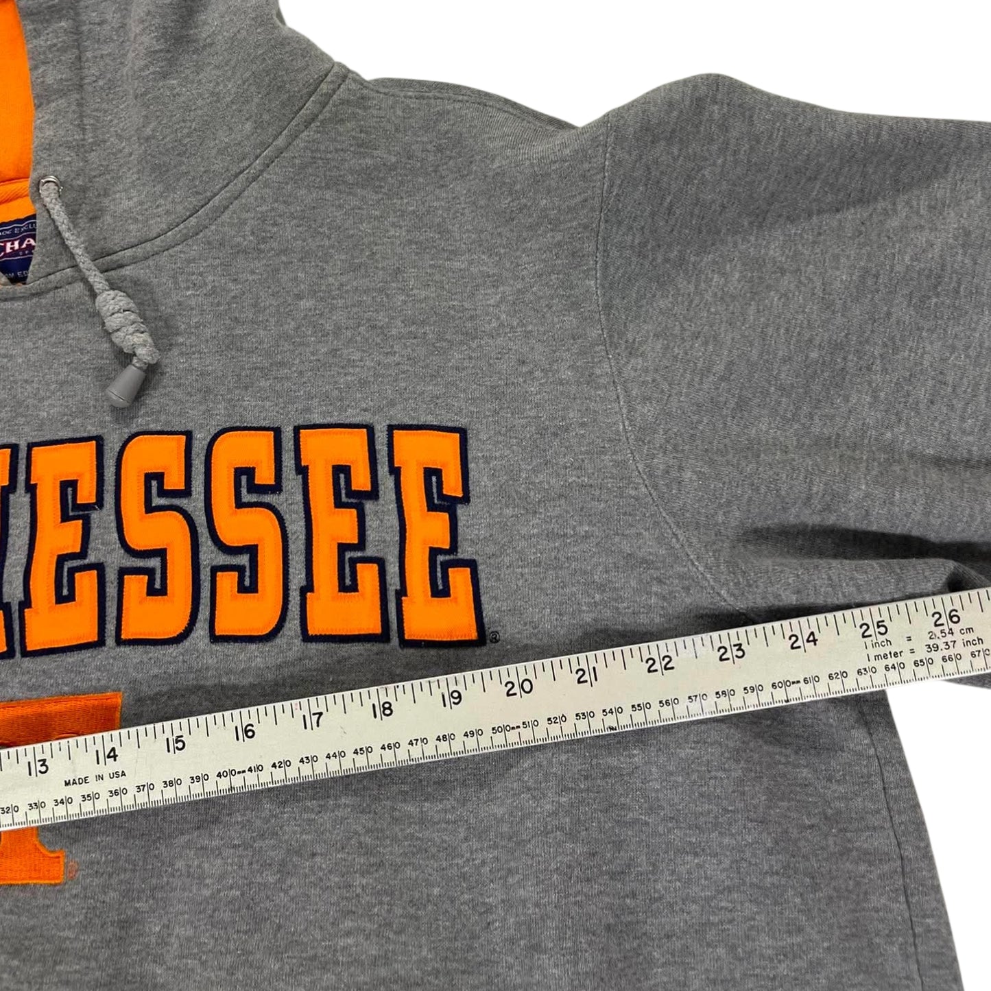 VINTAGE CHAMPS SPORT GREY EMBROIDERED TENNESSEE VOLUNTEERS HOODIE (L)