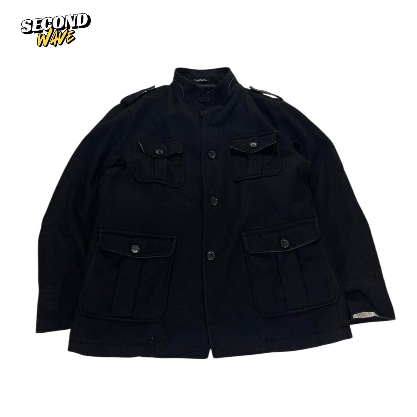 BLACK MILITARY STYLE COAT (XL)