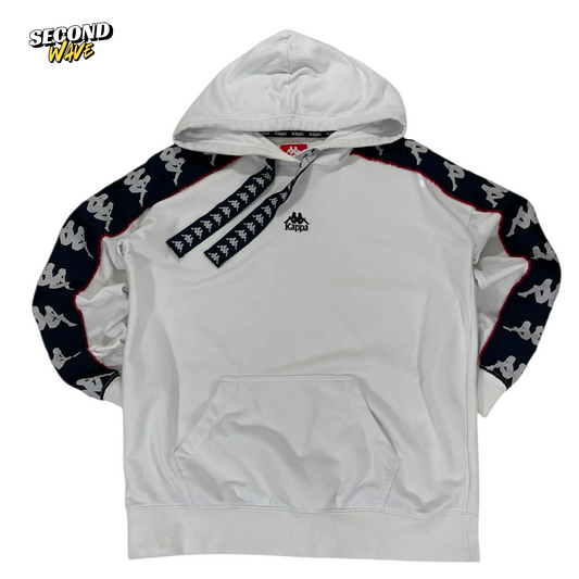 KAPPA WHITE HOODIE WITH NAVY BLUE AND RED ACCENTS (M)