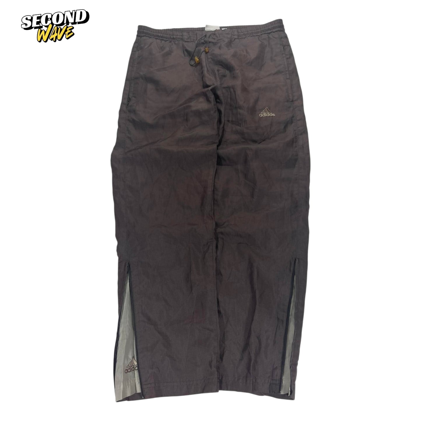 RARE BROWN VINTAGE ADIDAS GREY TRACK PANTS (S-M)