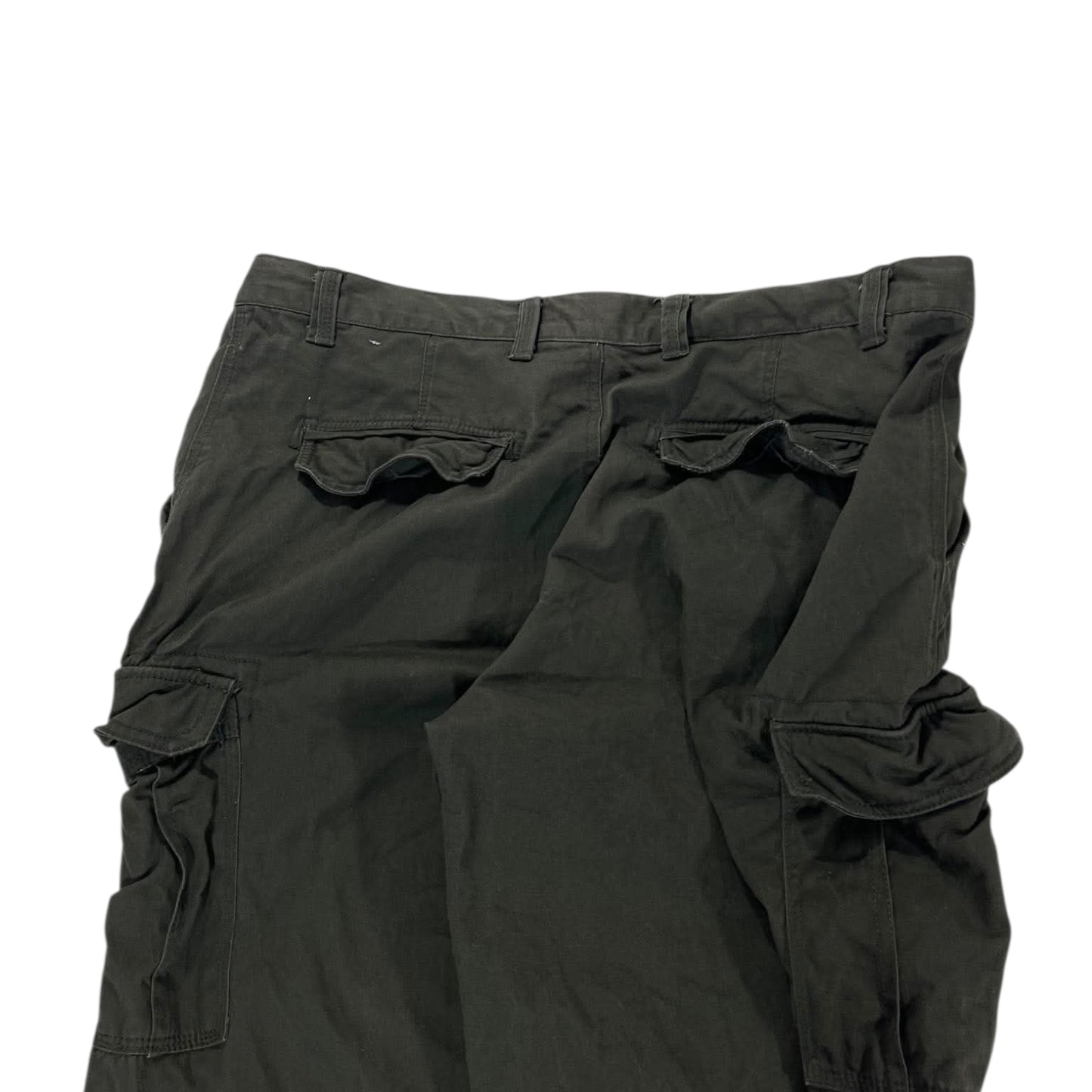 KHAKI GREEN CARGO PANTS WITH ADJUSTABLE WAIST AND POCKETS (38)