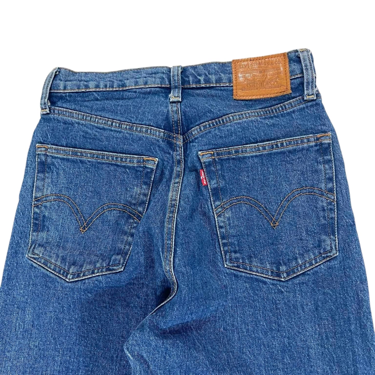 WOMENS LEVI'S RIBCAGE STRAIGHT BLUE JEANS (26)