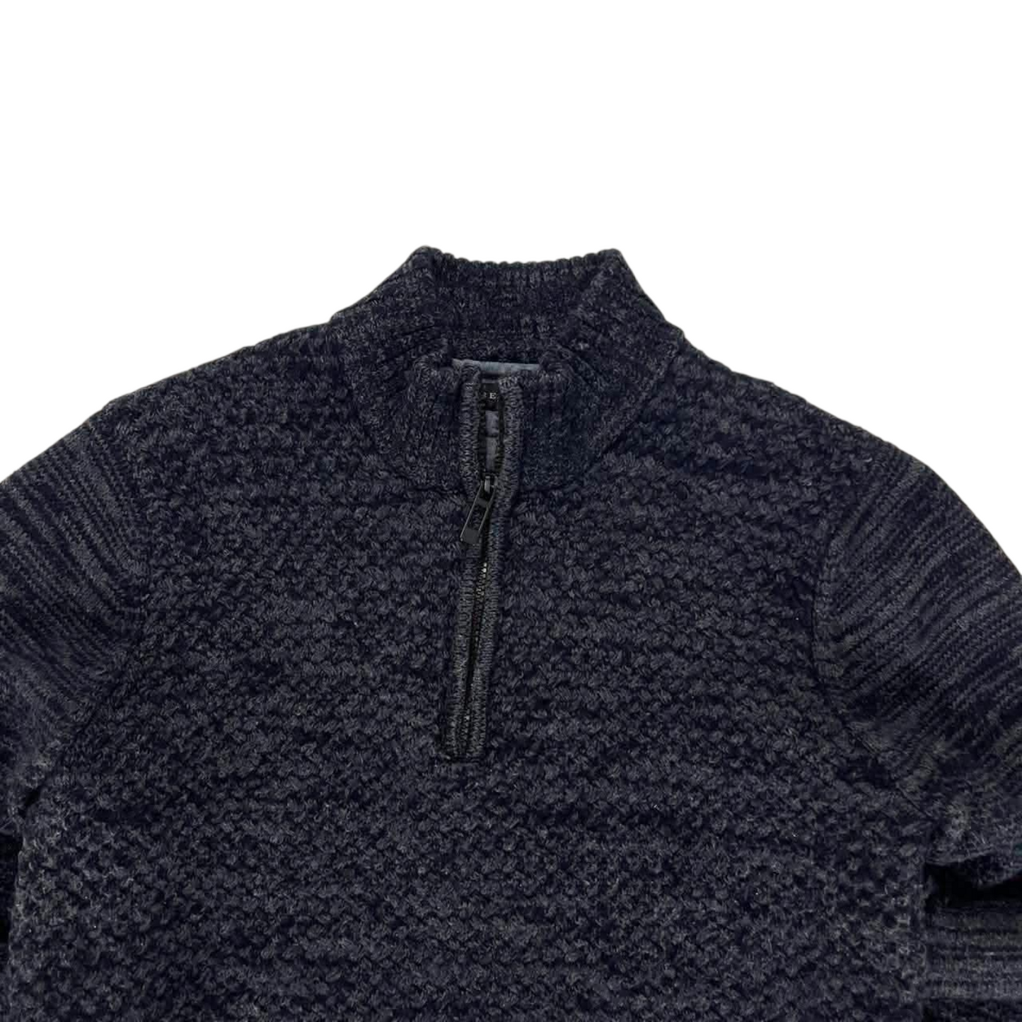 BERLIN NAVY BLUE QUARTER ZIP SWEATER (M)