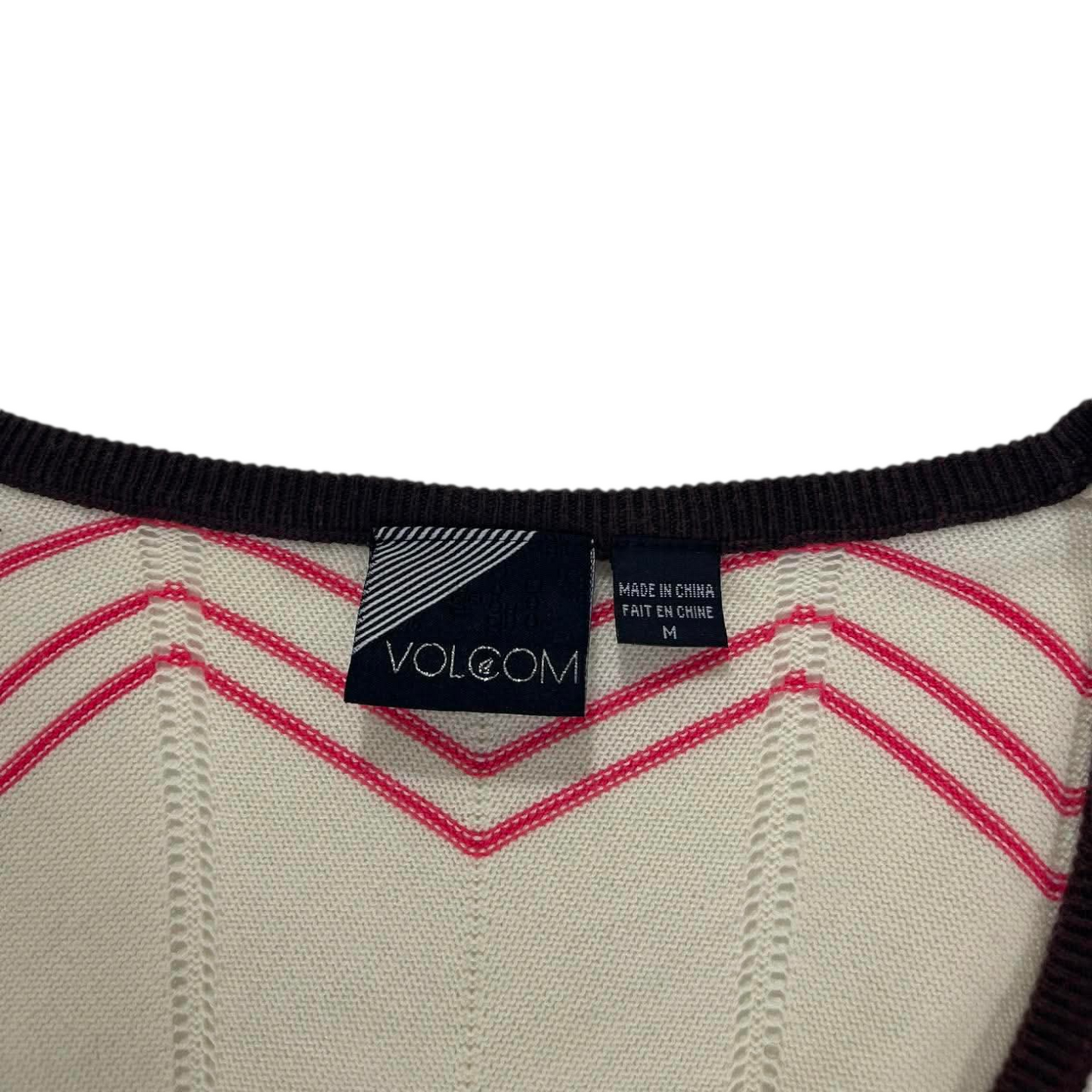 VOLCOM PINK & BLACK STRIPED LONG SLEEVE TOP (M)