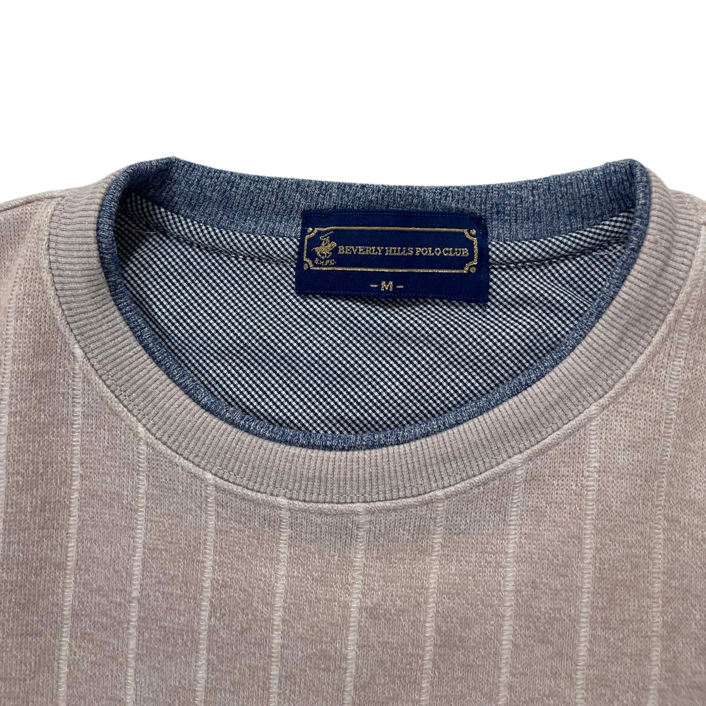 BEVERLY HILLS POLO CLUB GREY PINSTRIPE CREWNECK (M)