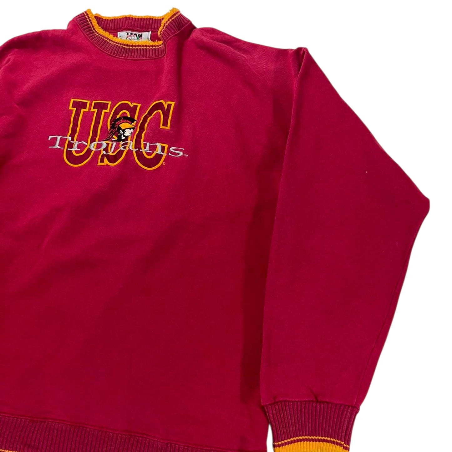 90S USC TROJANS EMBROIDERED RED CREWNECK (XL)