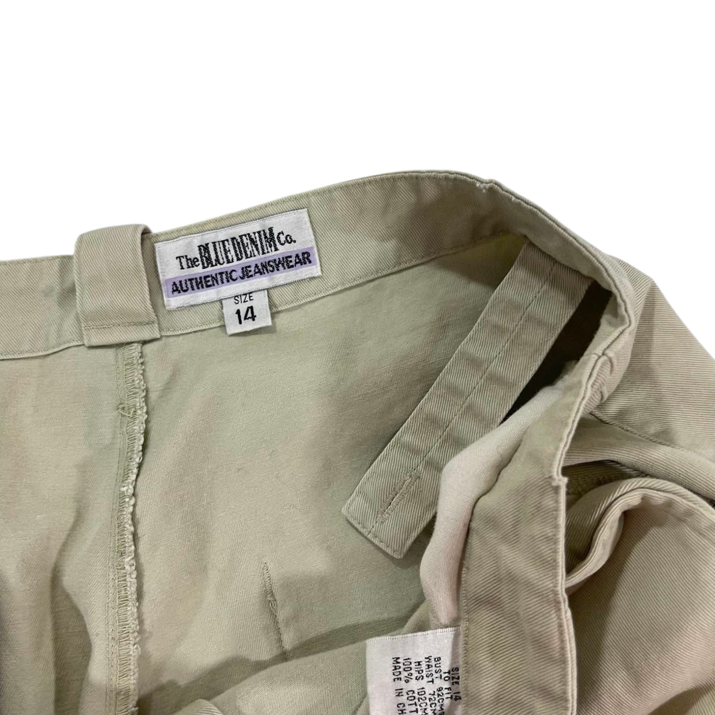 THE BLUE DENIM CO. KHAKI CARGO WIDE LEG PANTS (34)