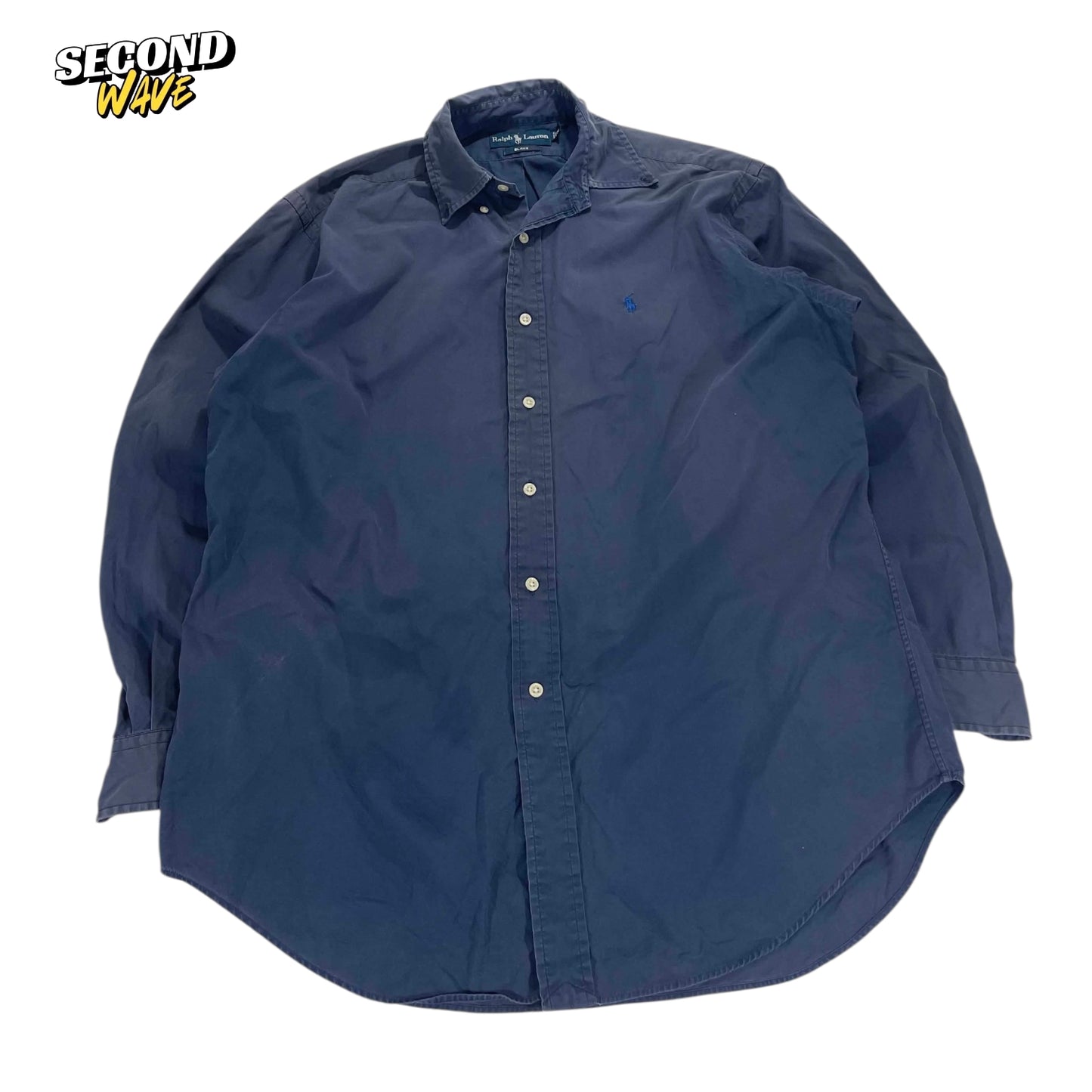 VINTAGE RALPH LAUREN NAVY POLO BUTTON UP (M)