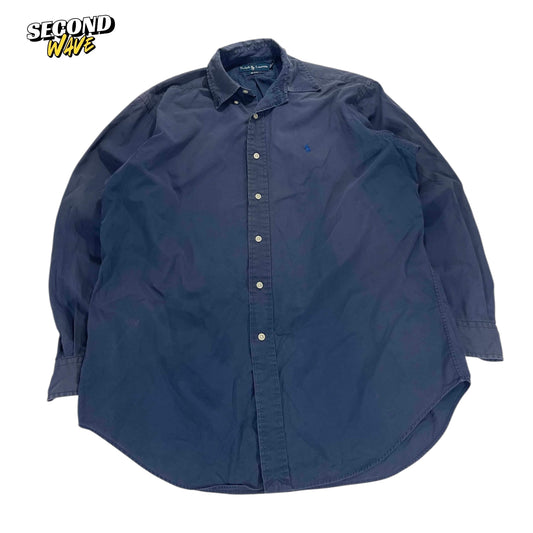 VINTAGE RALPH LAUREN NAVY POLO BUTTON UP (M)