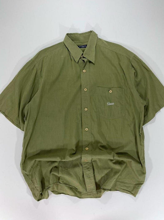 VINTAGE GUESS GREEN BUTTON UP SHIRT (L)