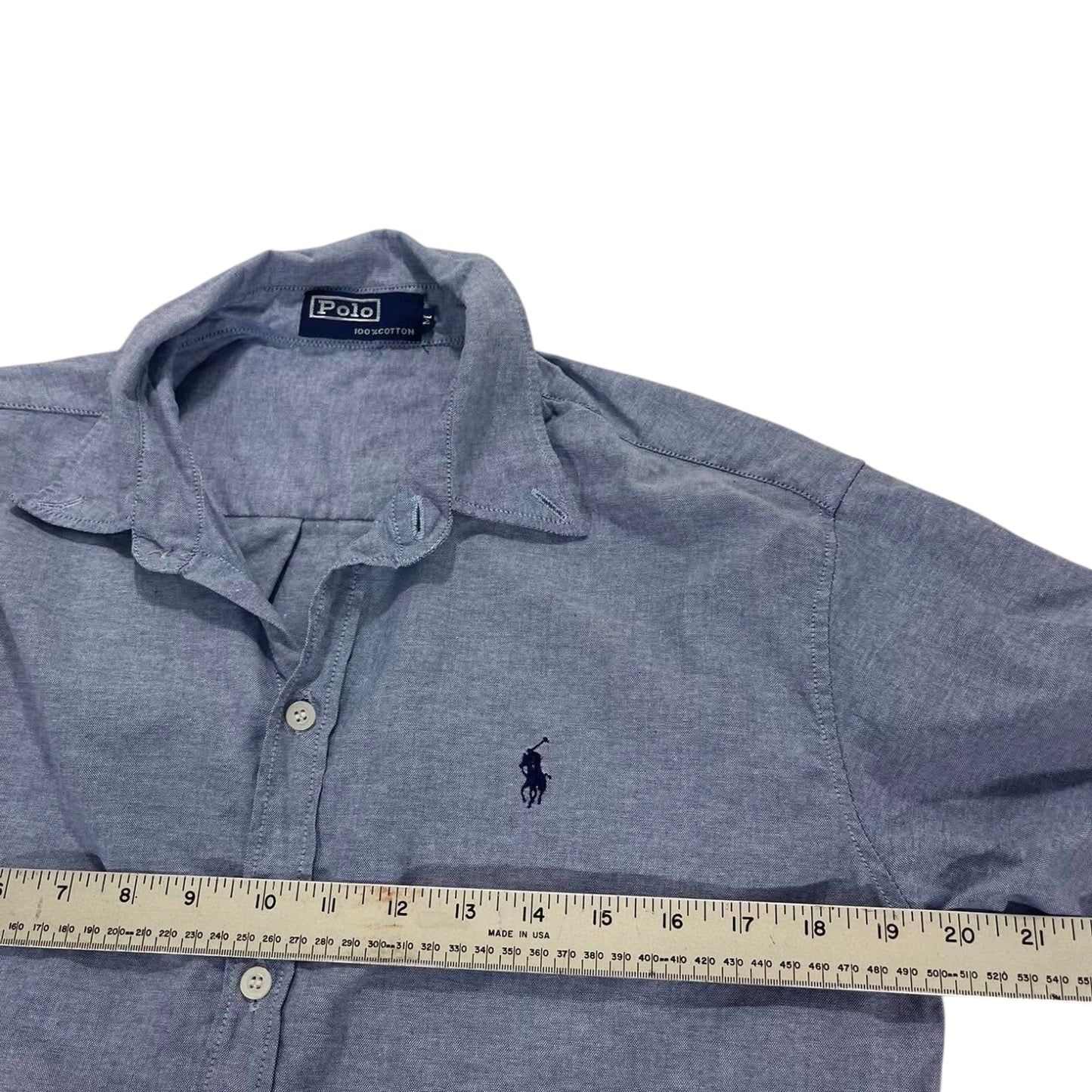 VINTAGE RALPH LAUREN BLUE BUTTON UP (M-L)