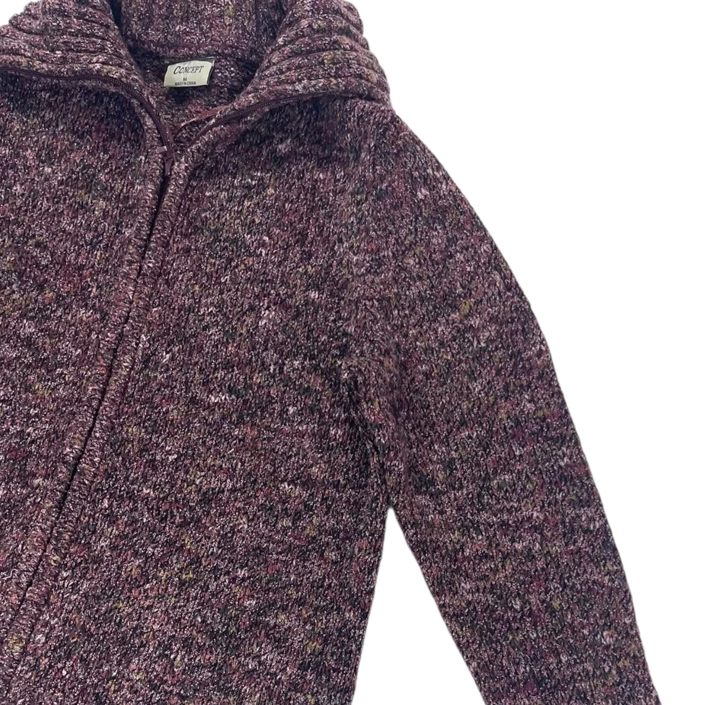 90S MULTI COLOUR ZIP UP SWEATER (M)