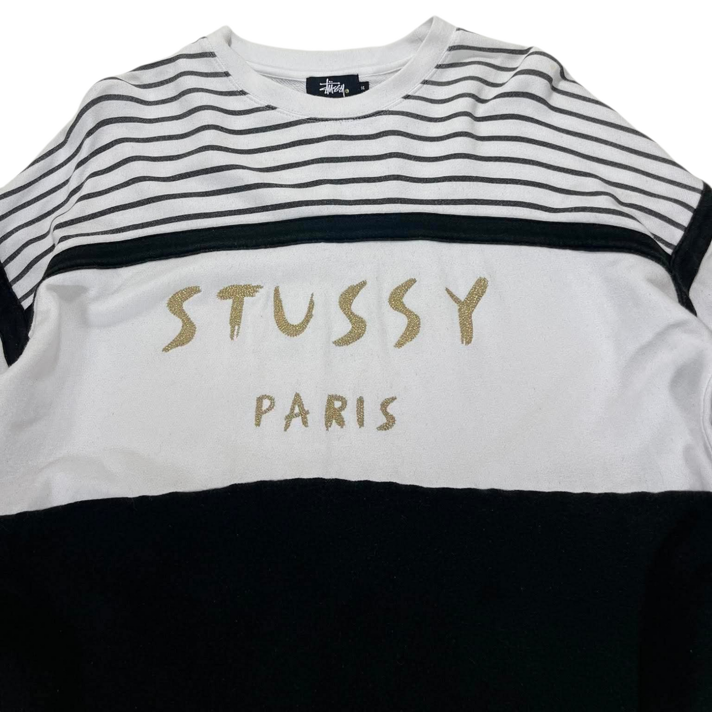 STUSSY PARIS WHITE AND BLACK STRIPED SWEATSHIRT (14)