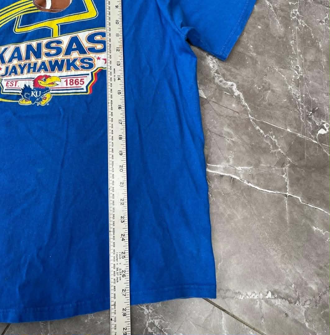 VINTAGE KANSA JAYHAWKS BLUE COTTON T-SHIRT (L)