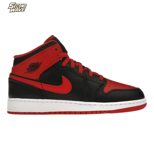 JORDAN 1 MID BRED GS BLACK PLUS RED (7Y)