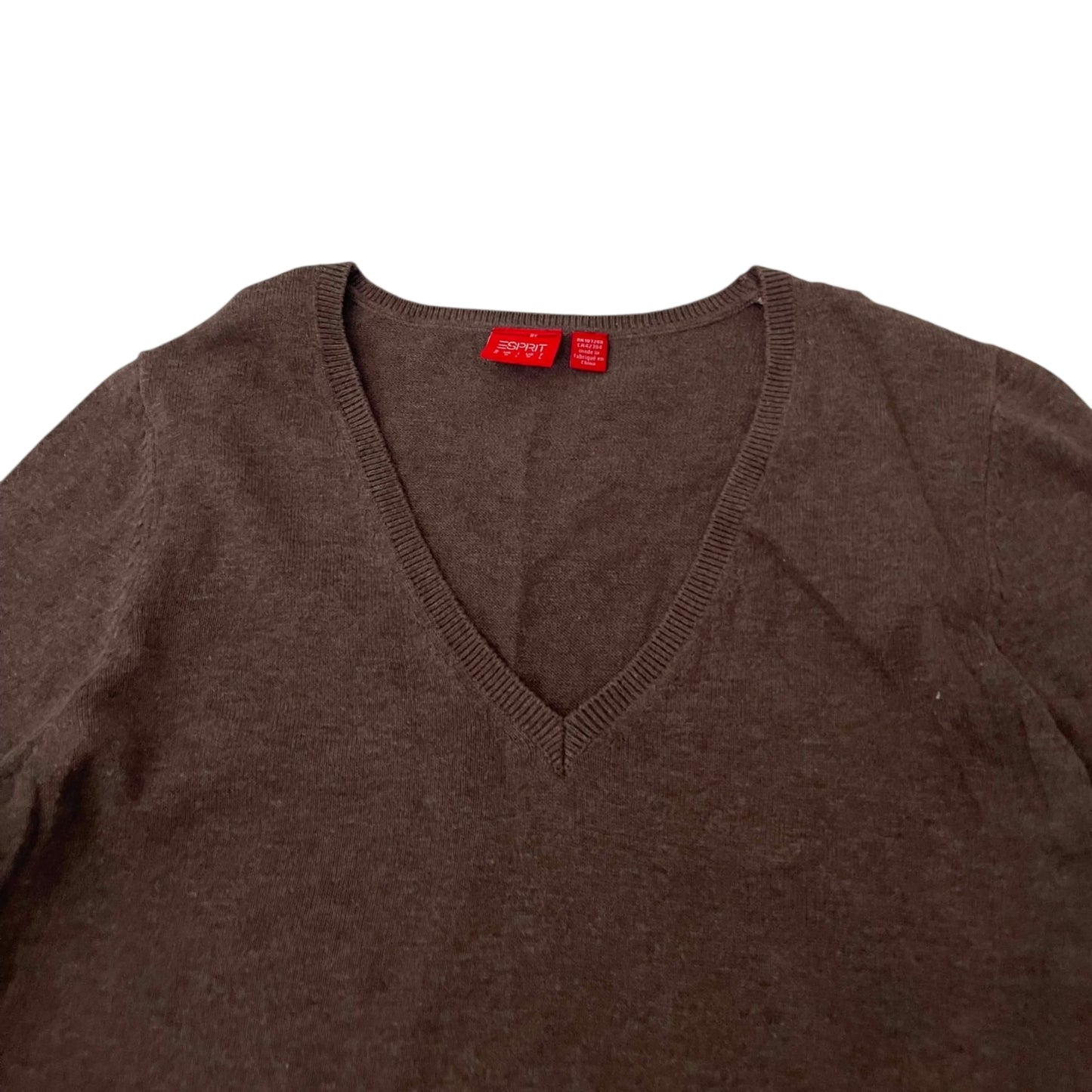 ESPRIT BROWN V-NECK SWEATER (M)