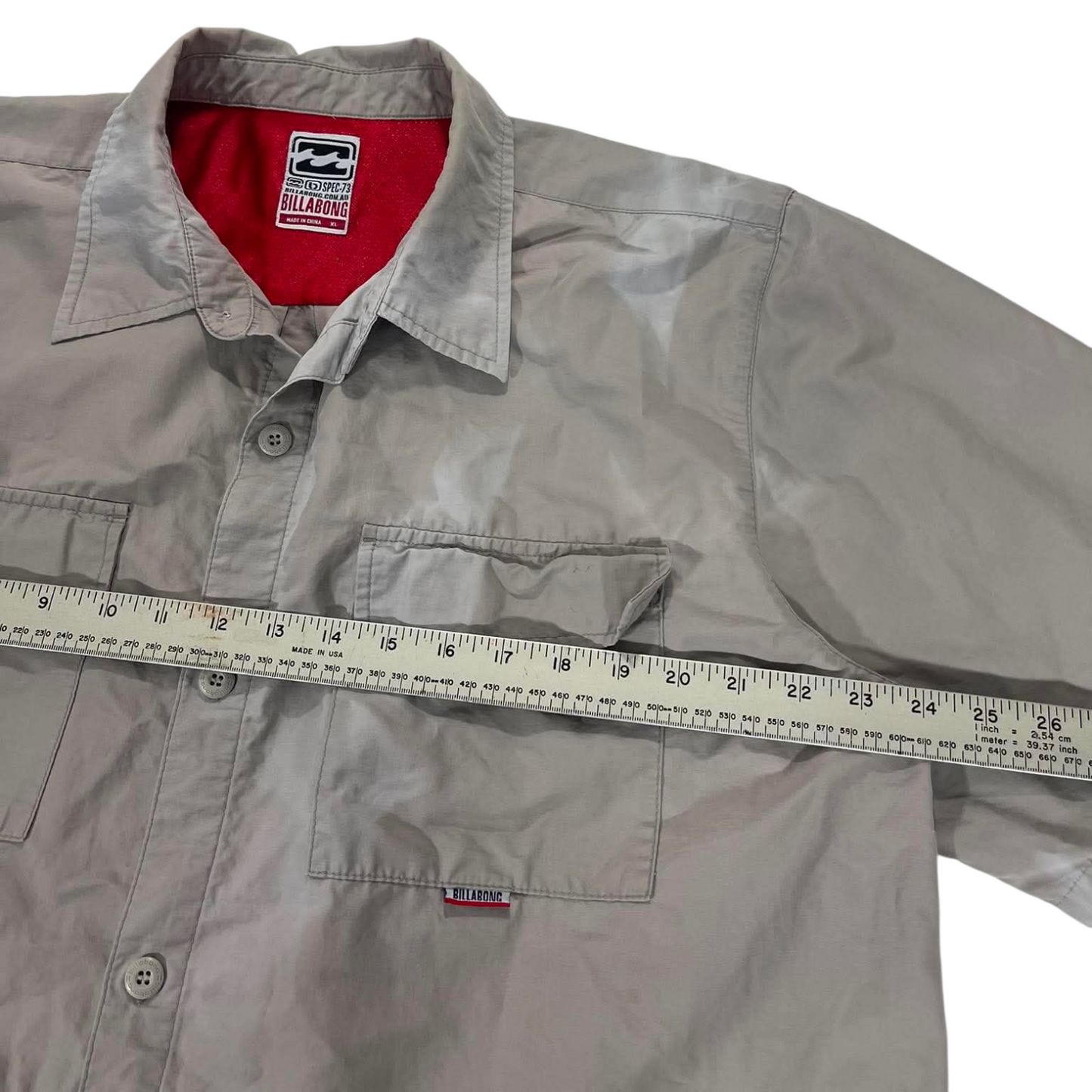 Y2K BILLABONG GRAY BUTTON UP SHIRT (XL)