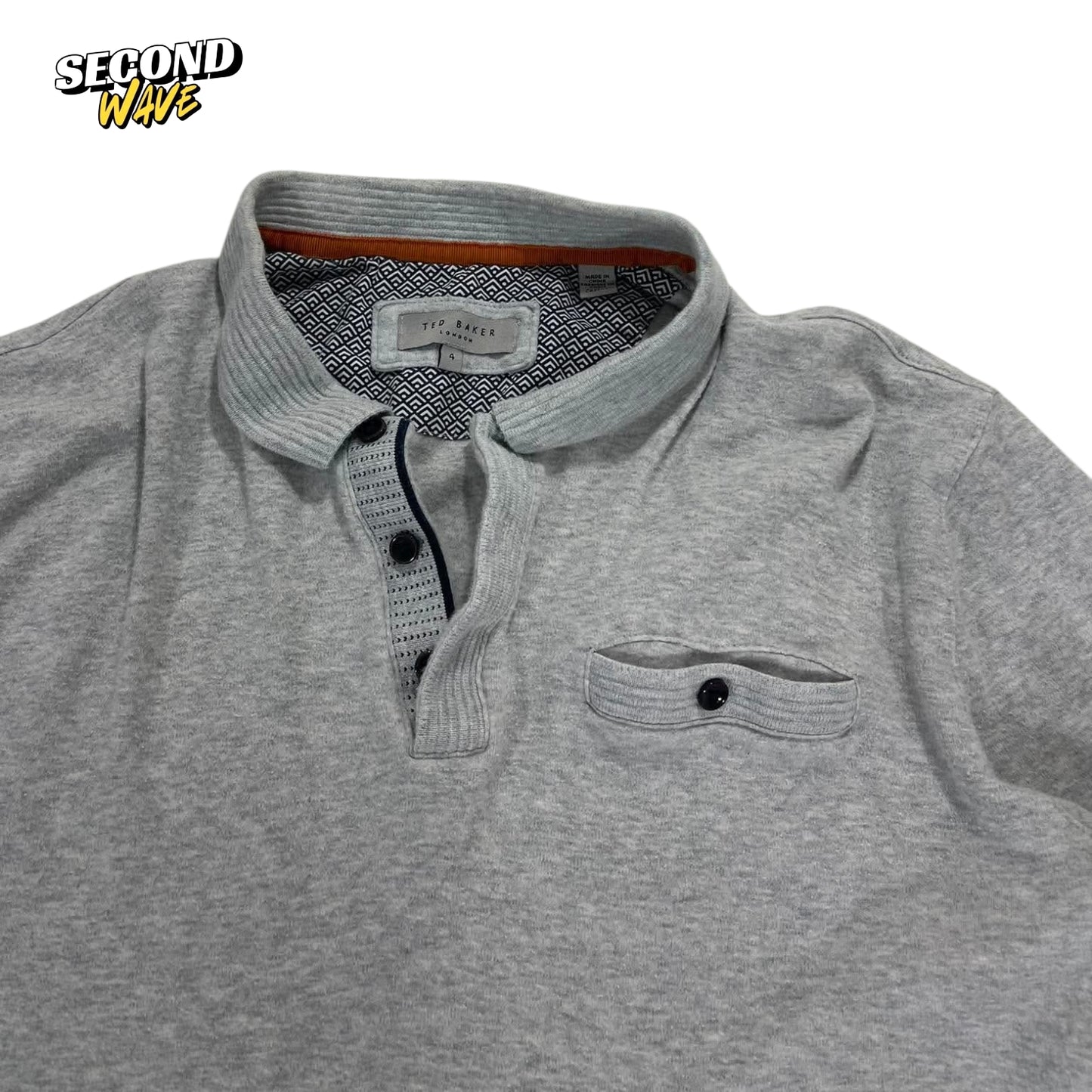 TED BAKER GREY POLO LONG SLEEVE (L)