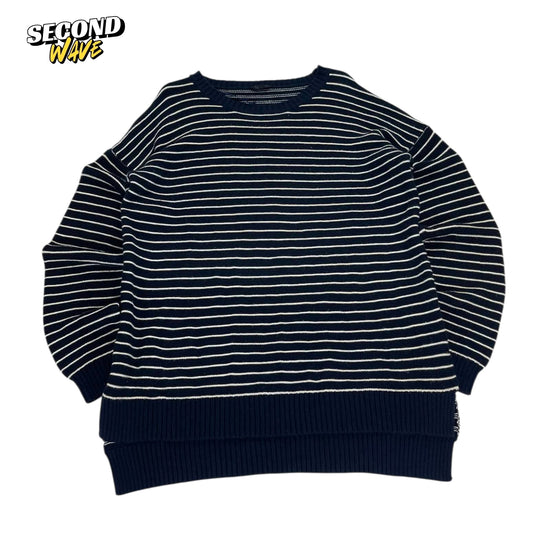 VINTAGE JAY JAYS NAVY BLUE & WHITE STRIPED CREWNECK (XL)