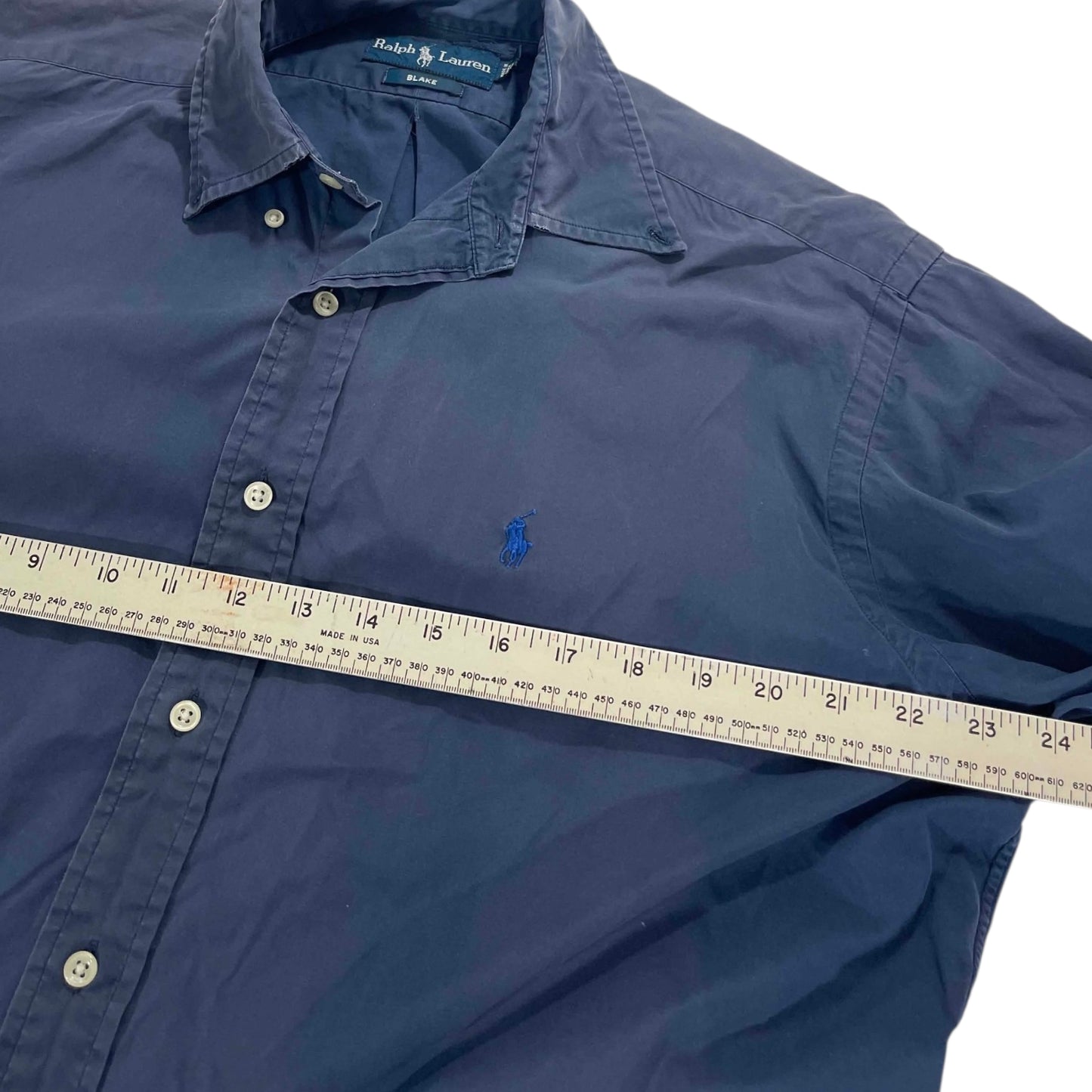 VINTAGE RALPH LAUREN NAVY POLO BUTTON UP (M)