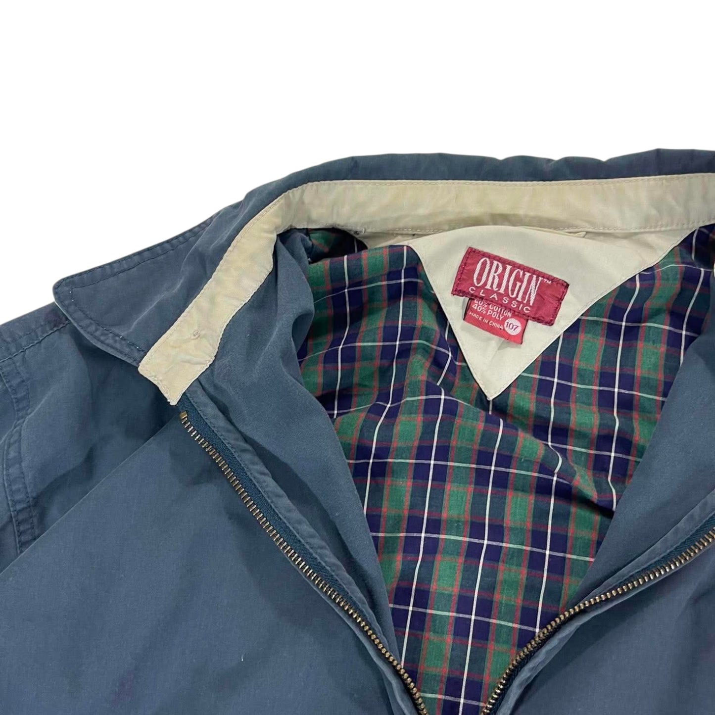 VINTAGE FADED ORIGIN CLASSIC BLUE HARRINGTON JACKET (M)