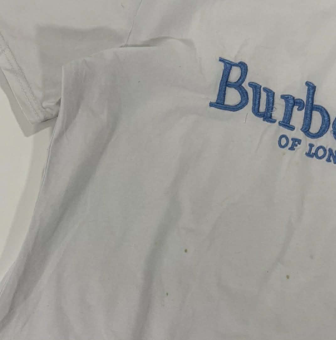 VINTAGE BURBERRY WHITE T-SHIRT WITH BLUE LOGO (M-L)
