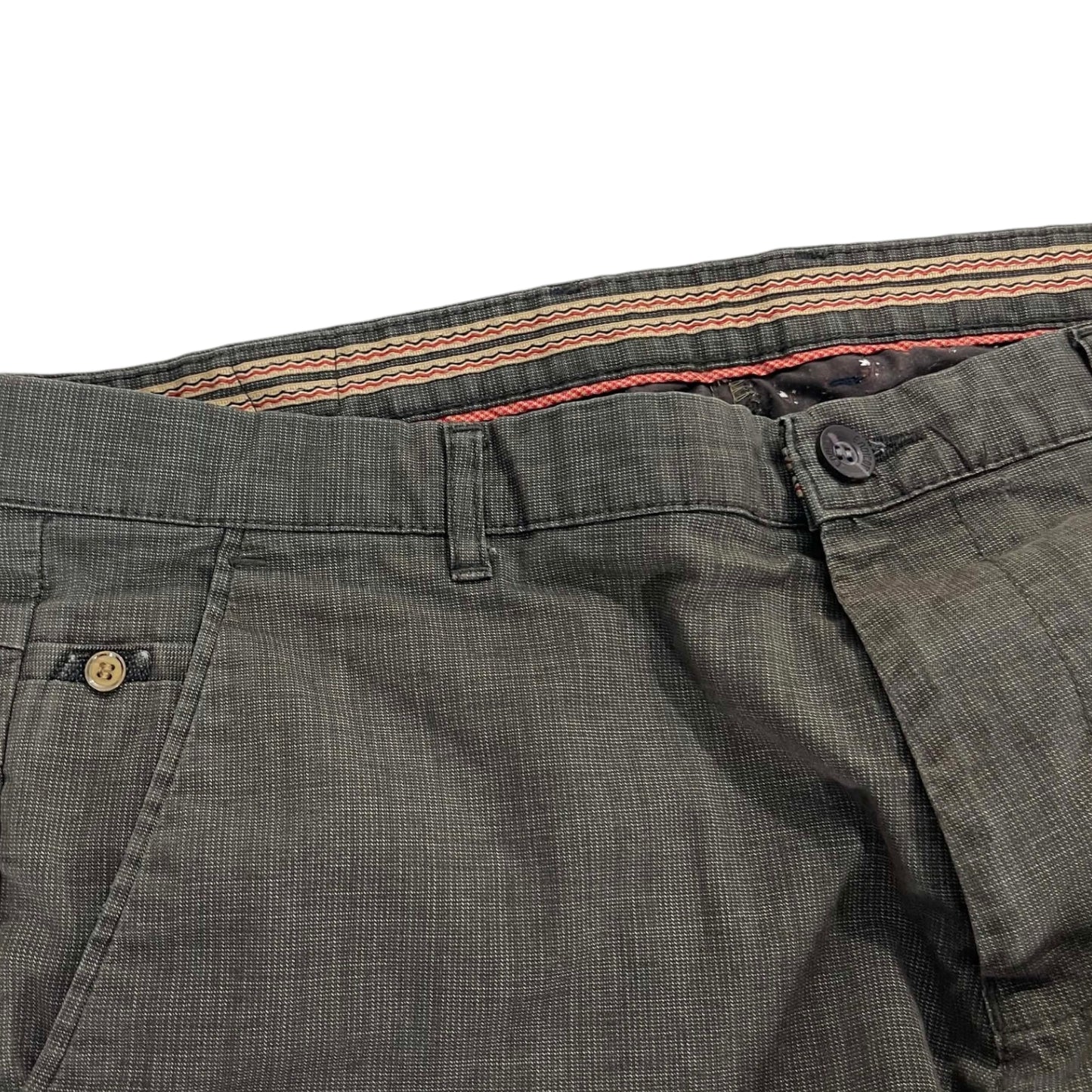 VINTAGE GREY PLAID STRAIGHT LEG TROUSERS (34)
