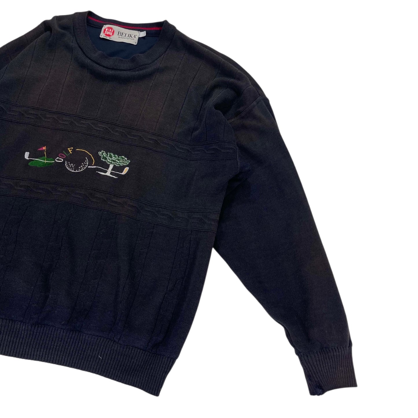 90S BELIKA  WINDSTOPPER GOLF EMBROIDERED SWEATER (L)