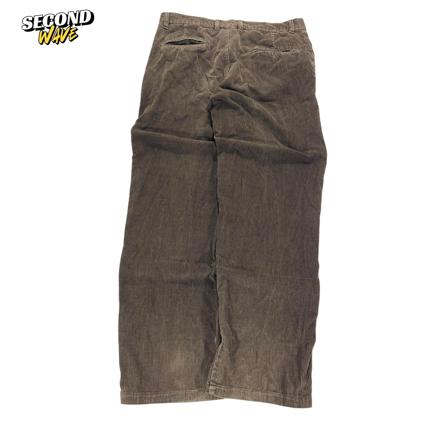 VINTAGE CHISEL BROWN CORDUROY TROUSERS WITH A RELAXED FIT (34)