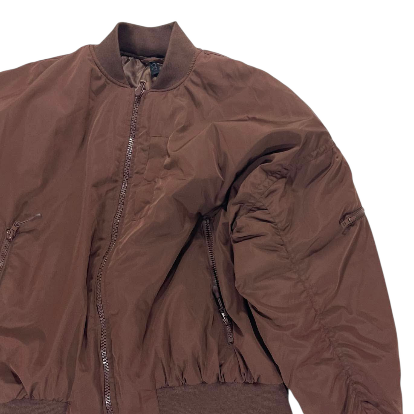 BODY BROWN BOMBER JACKET WITH ZIPPER POCKETS AND ELASTIC CUFFS (M)