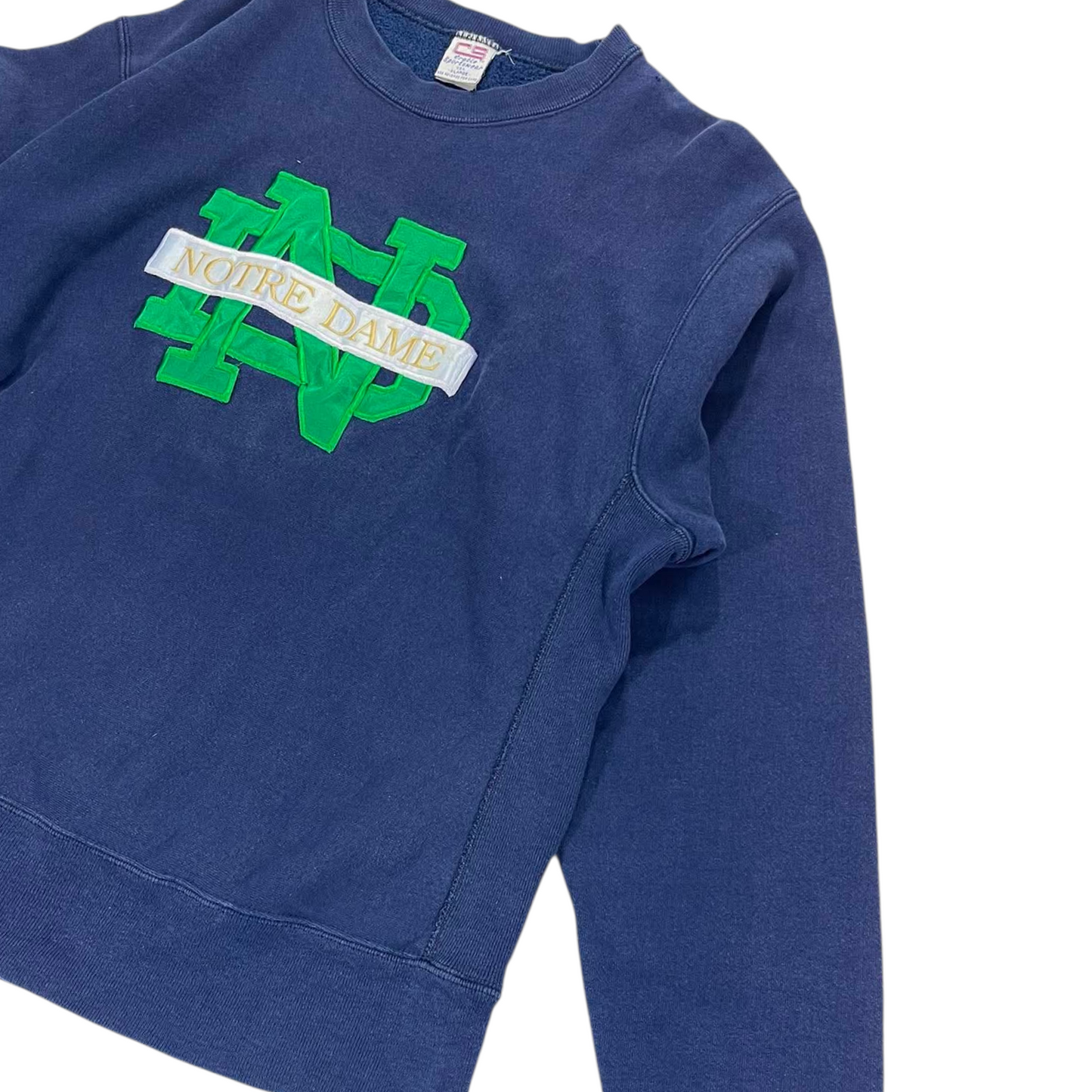 90S NOTRE DAME EMBROIDERED NAVY CREWNECK (XL)