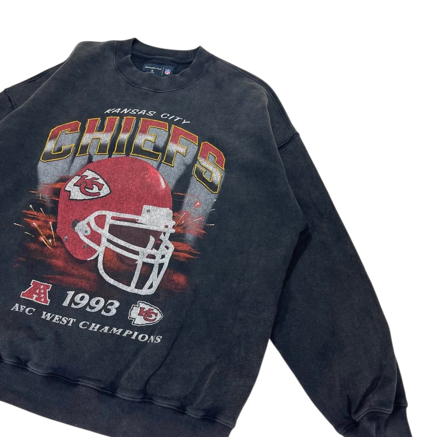 VINTAGE ABERCROMBIE & FITCH KANSAS CITY CHIEFS BLACK CREWNECK (XL)