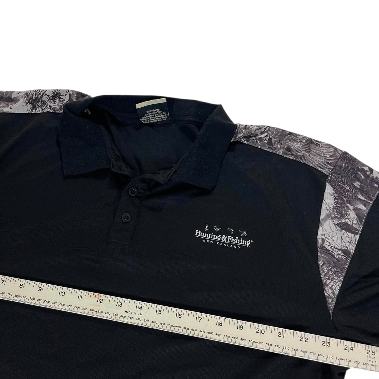HUNTING & FISHING BLACK POLO SHIRT (L-XL)