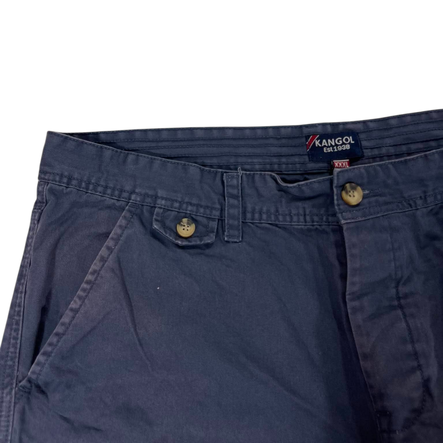 VINTAGE KANGOL NAVY BLUE SHORTS WITH A RELAXED FIT (40)