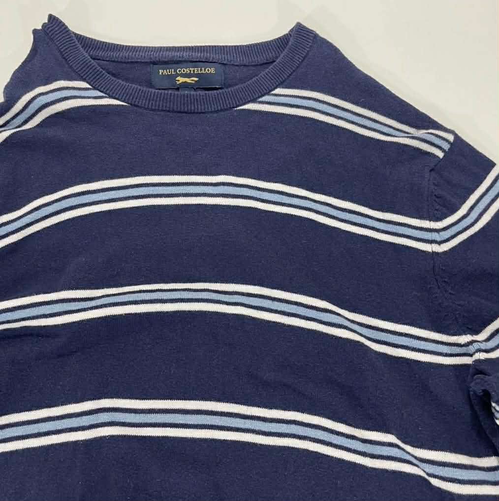 VINTAGE PAUL COSTELLOE BLUE STRIPED LONG SLEEVED SHIRT (L)