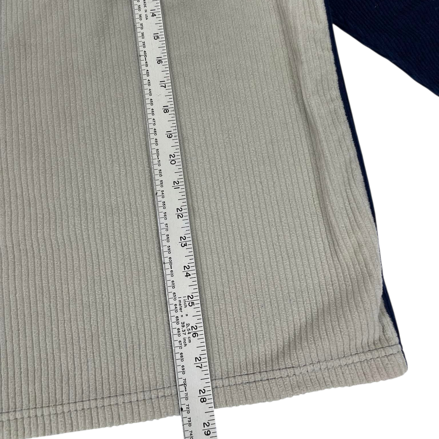 VINTAGE CHISEL BLUE & CREAM V-NECK SWEATER (M)