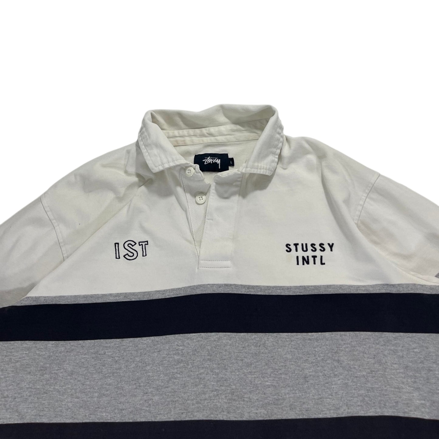 TRASHED STÜSSY RUGBY POLO SHIRT (L)