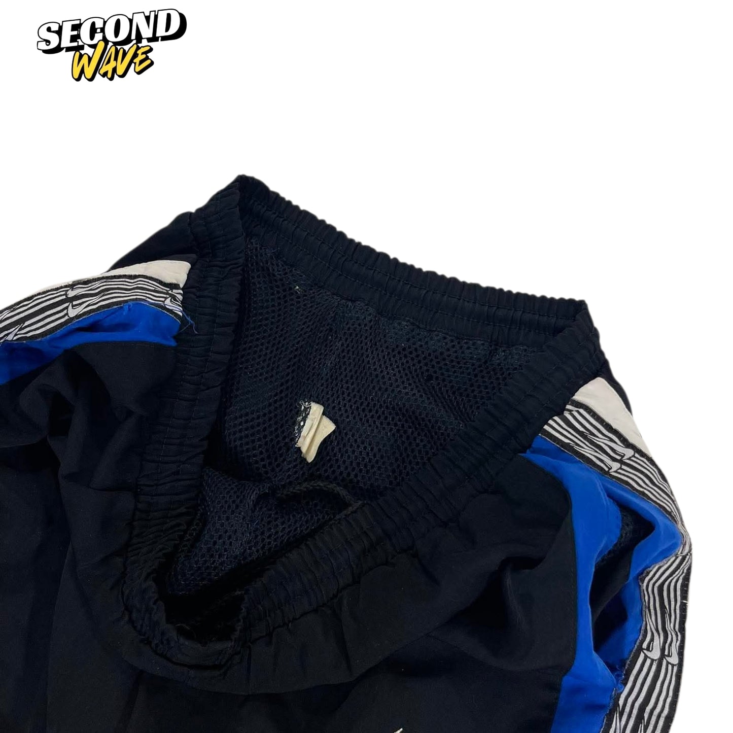 VINTAGE NIKE BLUE TRACK PANTS WITH BUTTON (XL)