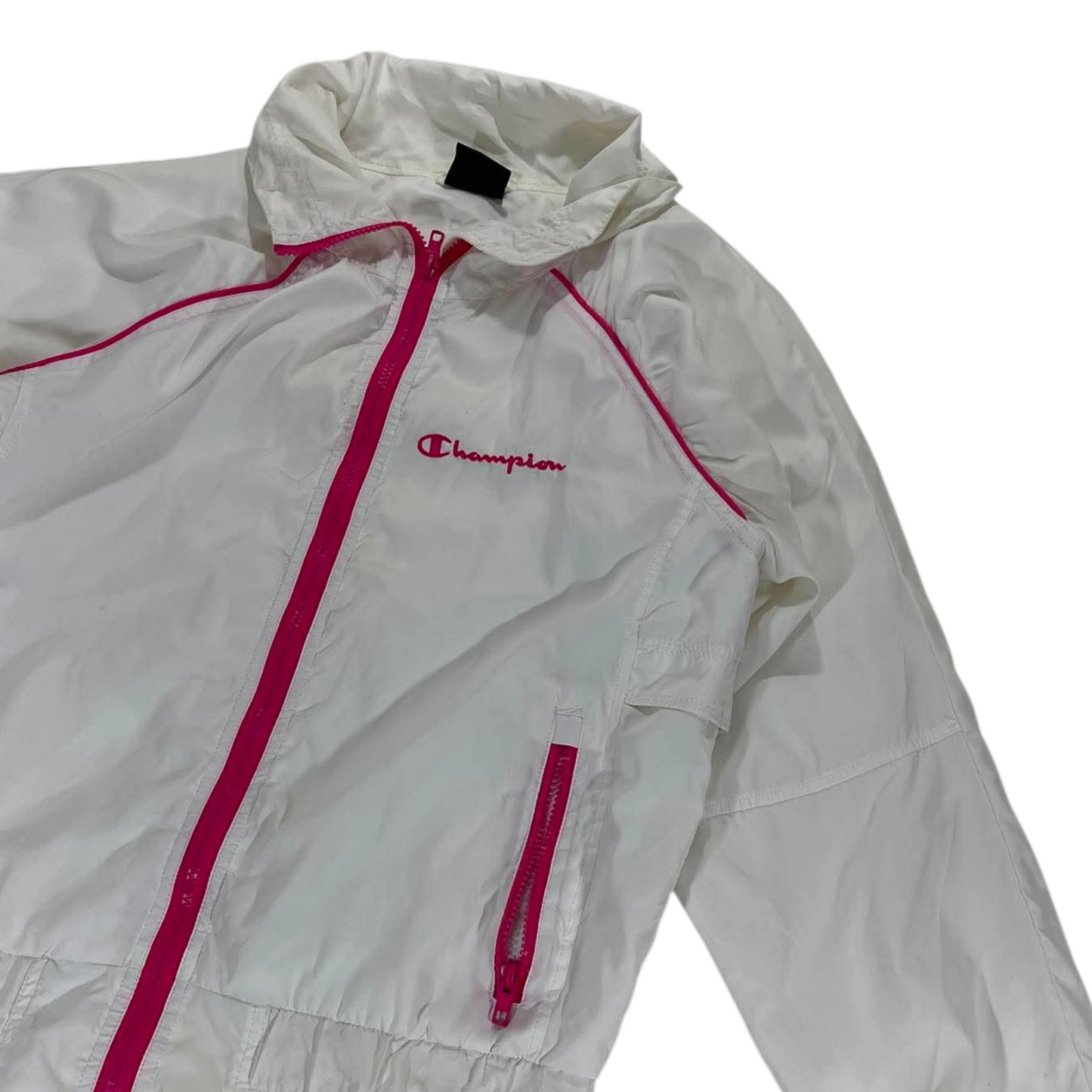 VINTAGE CHAMPION WHITE & PINK WINDBREAKER JACKET (12)