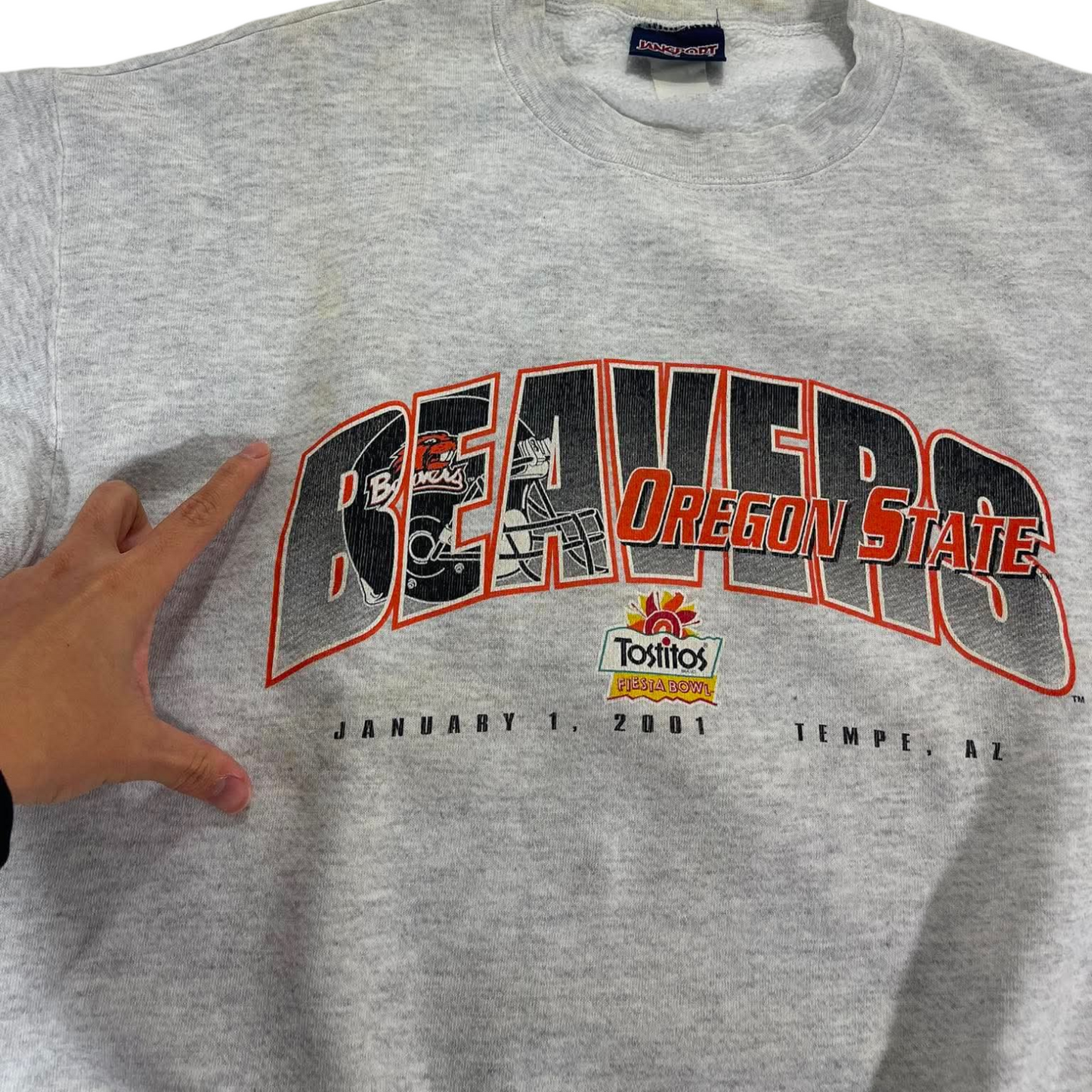 VINTAGE GREY OREGON STATE BEAVERS CREWNECK SWEATSHIRT (L)