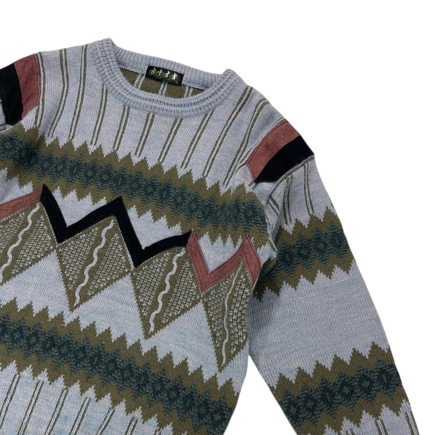 90S MULTICOLOURED PATTERNED SWEATER (L)