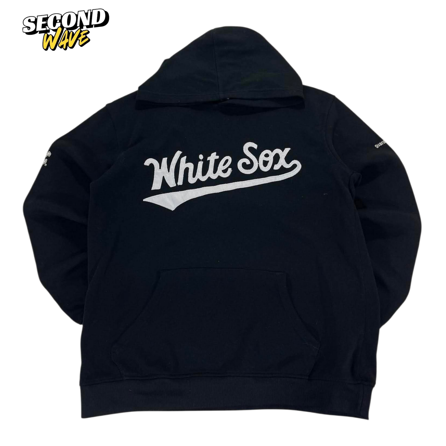 VINTAGE EMBROIDERED CHICAGO WHITE SOX BLACK ZIP UP HOODIE (M)