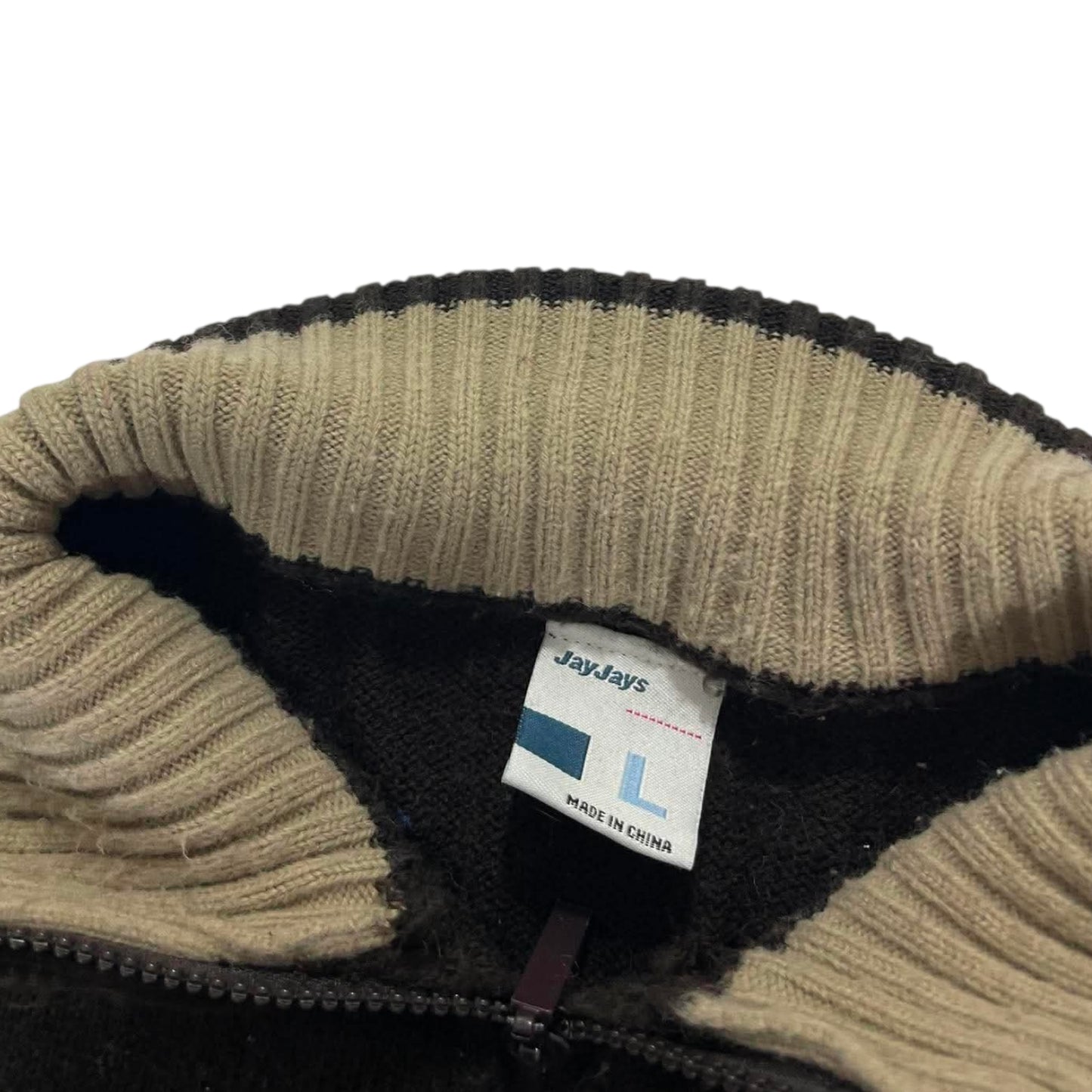 JAYJAYS 90S BLACK & TAN QUARTER ZIP SWEATER (M-L)