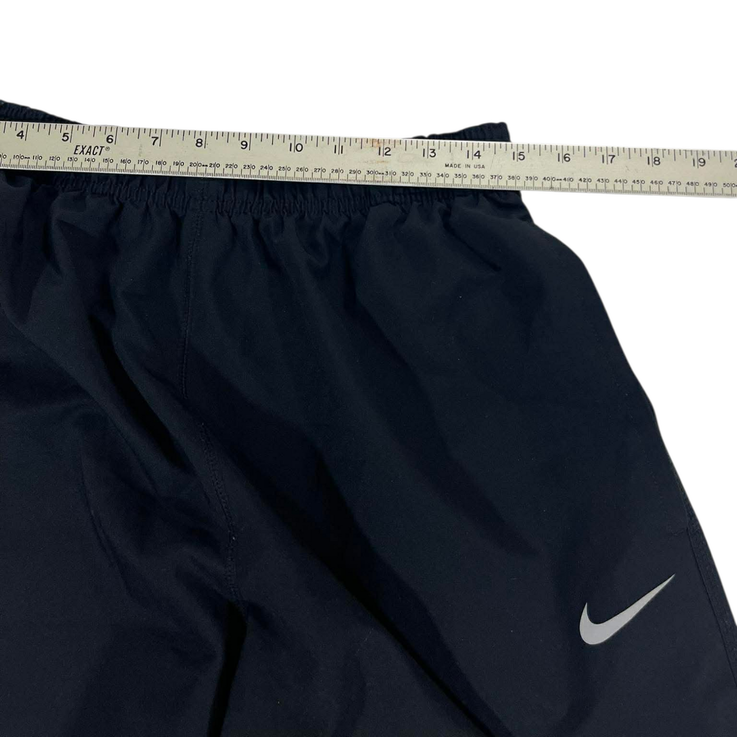 VINTAGE BAGGY NIKE BLACK TRACK PANTS WITH SWOOSH AND DRAWSTRING WAIST (L)