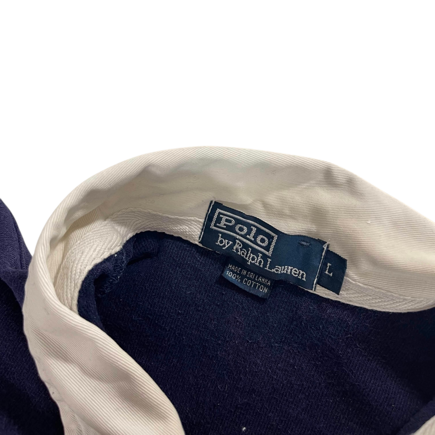 VINTAGE POLO RALPH LAUREN BLUE & YELLOW RUGBY SHIRT (L)