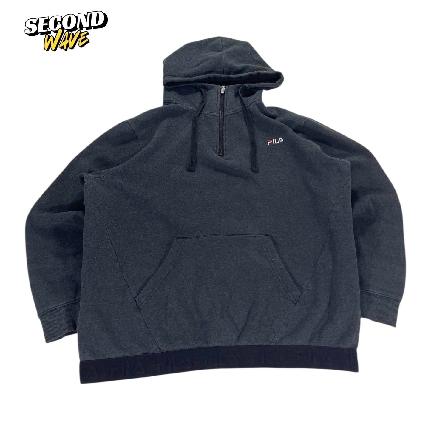 VINTAGE FILA QUARTER ZIP HOODIE (L)