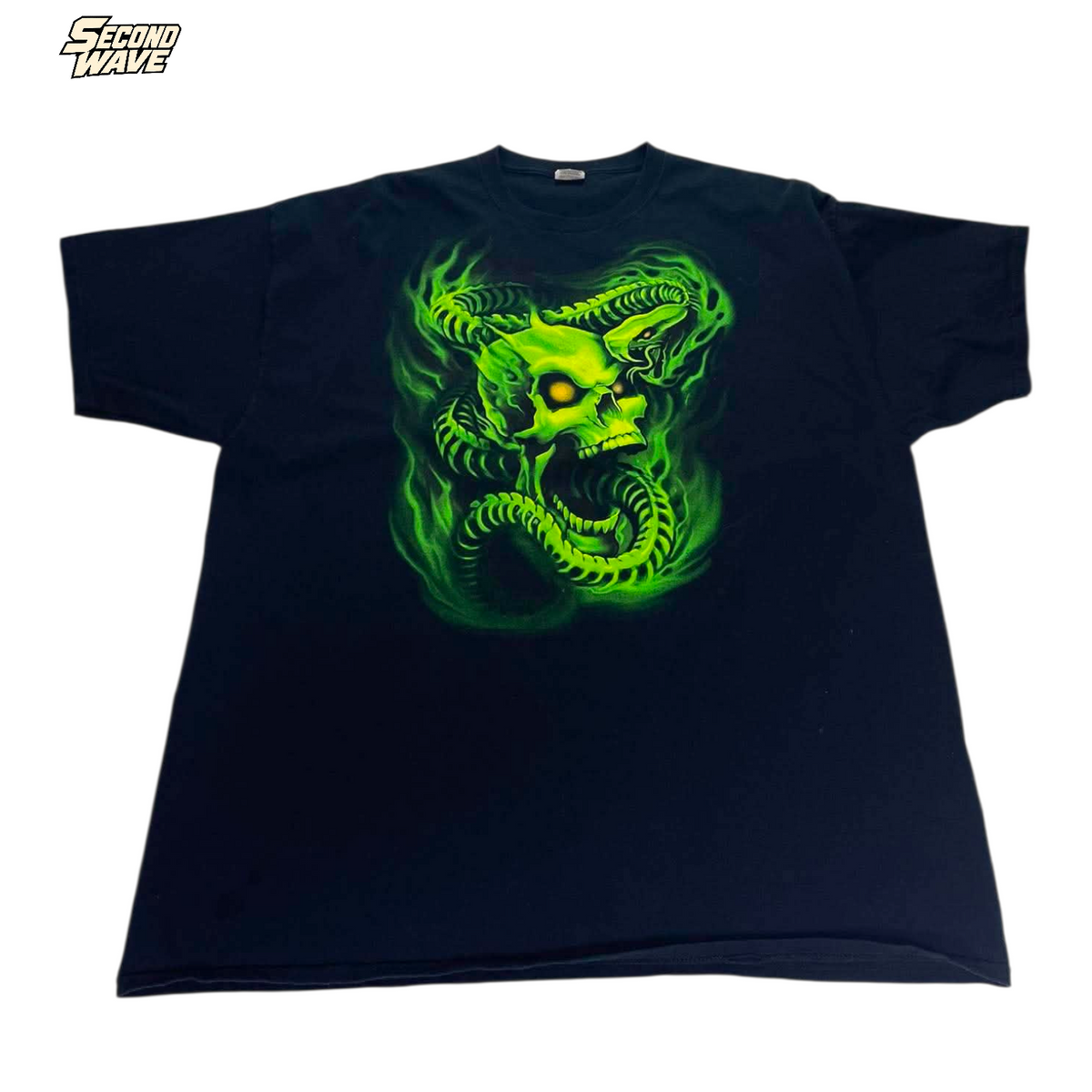 Y2K GREEN SKULL T-SHIRT (XL)