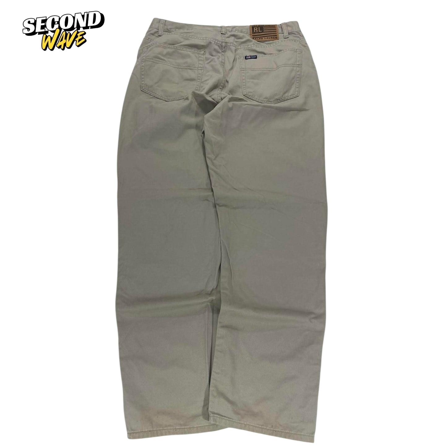 POLO RALPH LAUREN TAN WIDE LEG TROUSERS (34)