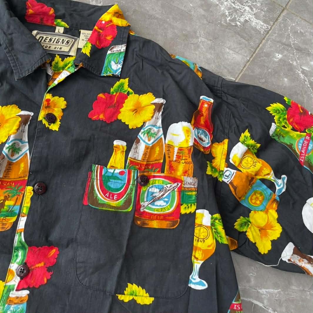 VINTAGE BEER BUTTON UP SHIRT (L-XL)